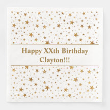 Douradas estrelas com mensagem de aniversário