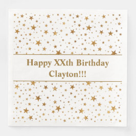 Guardanapo De Papel De Jantar Douradas estrelas com mensagem de aniversário