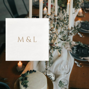 Guardanapo De Papel De Jantar Dourado Casal Iniciais Casamento