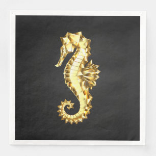 Guardanapo De Papel De Jantar Dourado Cavalo de Mar Poligonal