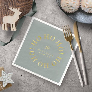 Guardanapo De Papel De Jantar Dourado Natal Tereno Verde Ho Ho ID1009