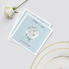 Guardanapo De Papel De Jantar Dragão Branco Flocos de Neve Azul