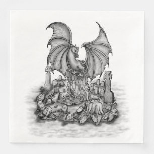 Guardanapo De Papel De Jantar Dragão com Zombie