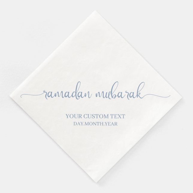 Guardanapo De Papel De Jantar Dusty Blue Ramadan Mubarak Personalizado (Canto)
