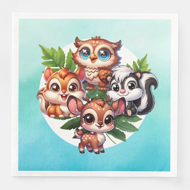 Guardanapo De Papel De Jantar É um menino | Woodland Creatures Chá de fraldas (Frente)