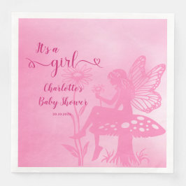 Guardanapo De Papel De Jantar É uma garota! Cogumelos de fada e Chá de fraldas d