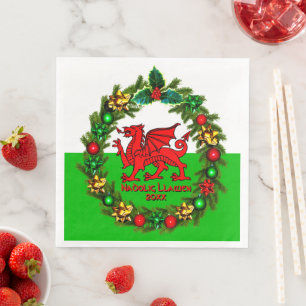 Guardanapo De Papel De Jantar Editar Ano de Texto Bandeira do Welsh Flag Red Dra