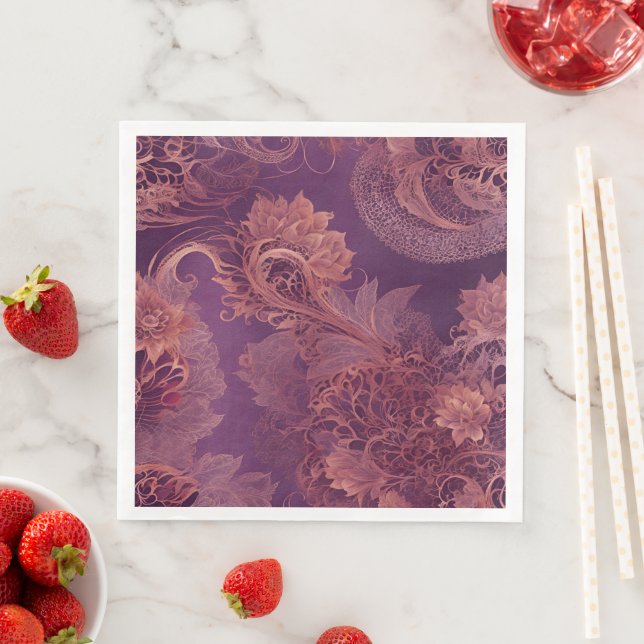 Guardanapo De Papel De Jantar Ei arte de IA floral Rosegold  (Insitu)