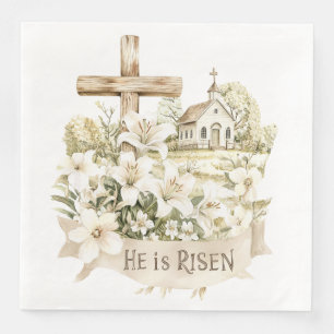 Guardanapo De Papel De Jantar Ele é Risen Cruz com Páscoa da Igreja