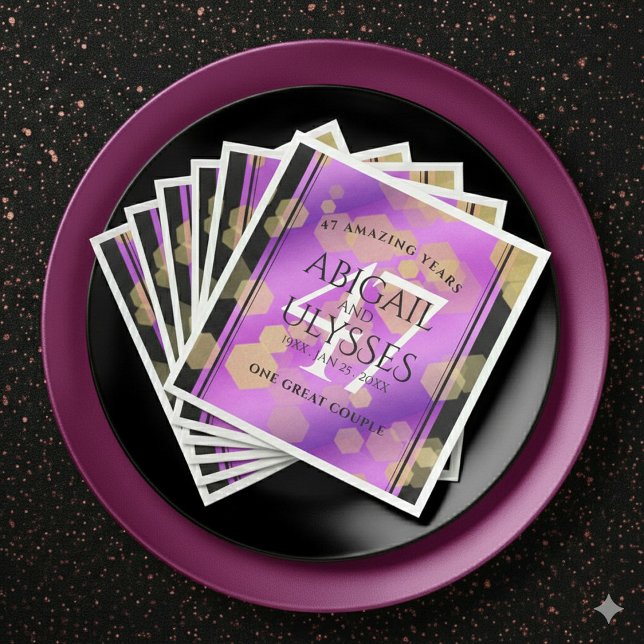 Guardanapo De Papel De Jantar Elegant 47th Amethyst Wedding Anniversary (Elegant 47th Amethyst Wedding Anniversary Napkins Cover Photo)