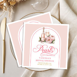 Guardanapo De Papel De Jantar Elegant Blush and Gold Pearls Bridal Shower Napkin