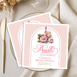 Guardanapo De Papel De Jantar Elegant Blush and Gold Pearls Shower Napkins