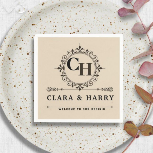 Guardanapo De Papel De Jantar Elegant calligraphic initials monogram wedding  (Criador carregado)