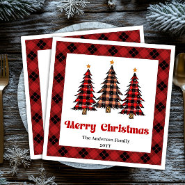 Guardanapo De Papel De Jantar Elegant Red Black Plaid Napkin for Holiday Table