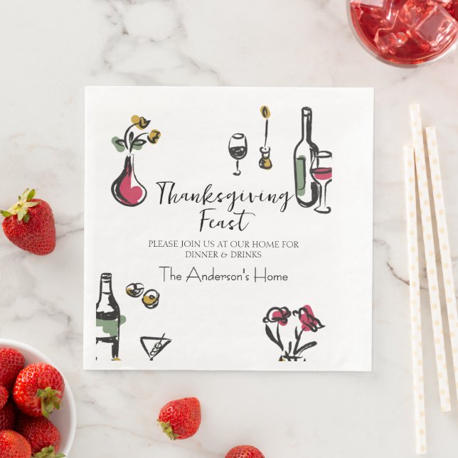 Guardanapo De Papel De Jantar Elegant Rustic Thanksgiving Dinner (Insitu)