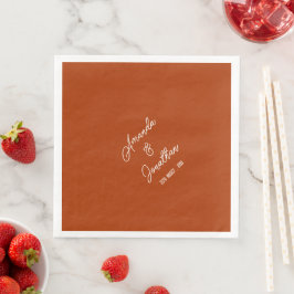 Guardanapo De Papel De Jantar Elegante Casamento Minimalista em Laranja Queimada