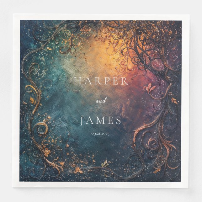 Guardanapo De Papel De Jantar Elegante Celestial Wedding Napkins (Frente)