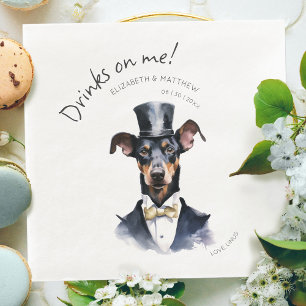 Guardanapo De Papel De Jantar Elegante Doberman Waiter Watercolor Personalizável