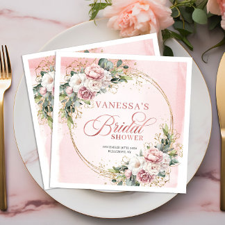 Guardanapo De Papel De Jantar Elegante exposição floral cor-de-rosa empoeirada d