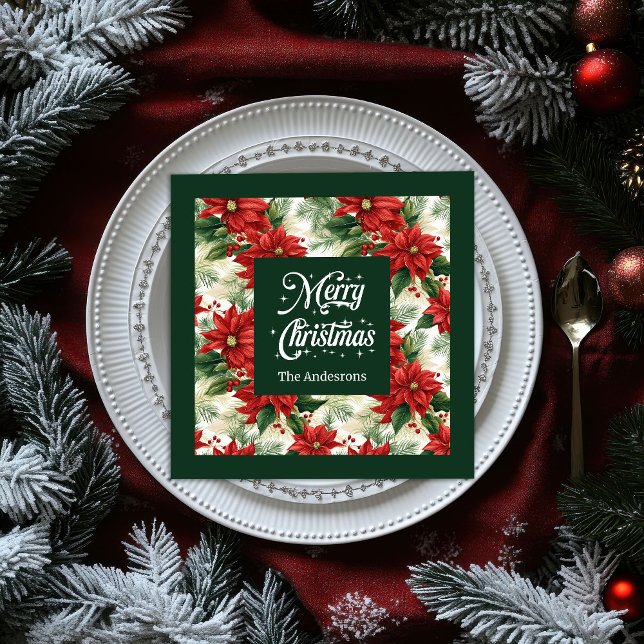 Guardanapo De Papel De Jantar Elegante Natal Napkins Red Green Nome Personalizad (Elegant Christmas Napkins Red Green Custom Name)