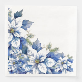 Guardanapo De Papel De Jantar Elegante Poinsettia de Natal Azul