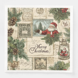 Guardanapo De Papel De Jantar Elegante Vintage Inspirou Padrão Floral de Natal