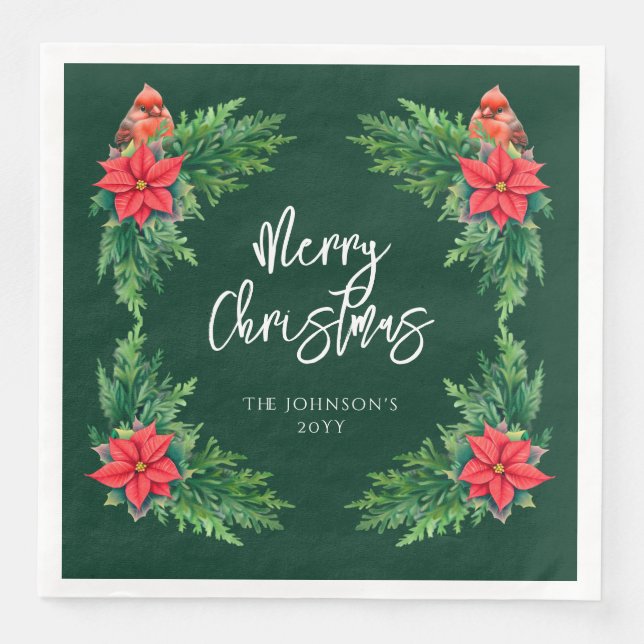 Guardanapo De Papel De Jantar Elegante Winter Greenery (Frente)