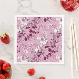 Guardanapo De Papel De Jantar Elegantes flores de cerejeira rosa Borgonha Branco