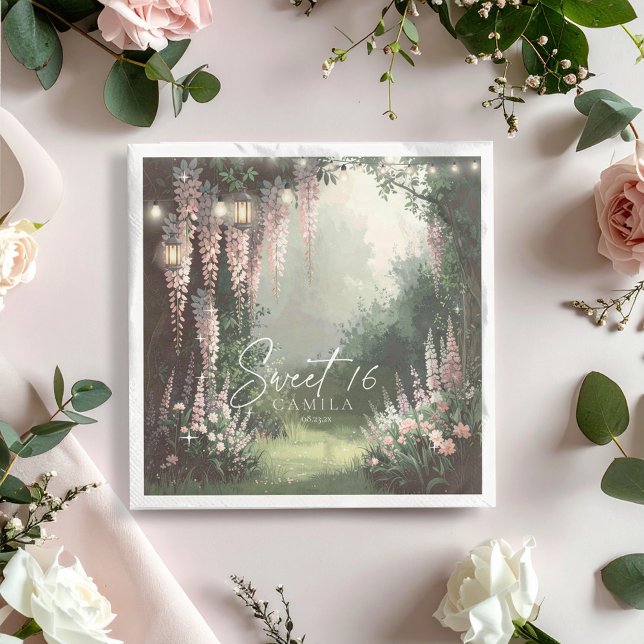 Guardanapo De Papel De Jantar Encantado Jardim Sweet 16 rosa ID1163 (Criador carregado)