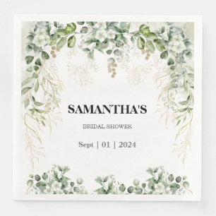 Guardanapo De Papel De Jantar Enchanted Foliage Dourado & Verde Chá de Noiva