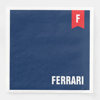 Guardanapo De Papel De Jantar Encontro Familiar Vermelho Branco e Azul Monograma