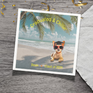 Guardanapo De Papel De Jantar Engraçado de Praia de Cão Moderno Engraçado