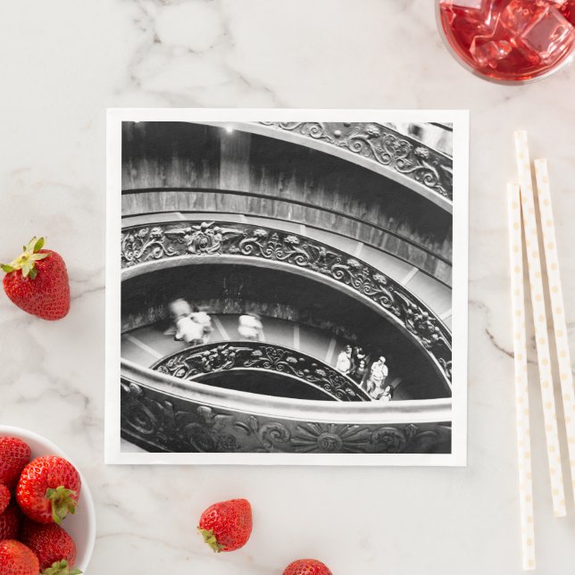 Guardanapo De Papel De Jantar Escadaria Espiral Preta e Branca (Insitu)