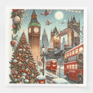 Guardanapo De Papel De Jantar Esplendor festivo de Londres - Carro de Natal vibr