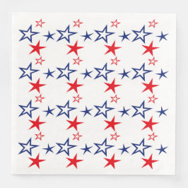 GUARDANAPO DE PAPEL DE JANTAR ESTRELAS AZUIS BRANCAS VERMELHAS PATRIÓTICAS