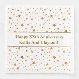 Guardanapo De Papel De Jantar Estrelas Brancas/Douradas Personalizadas com Anive