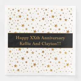 Guardanapo De Papel De Jantar Estrelas Brancas/Douradas Personalizadas com Anive