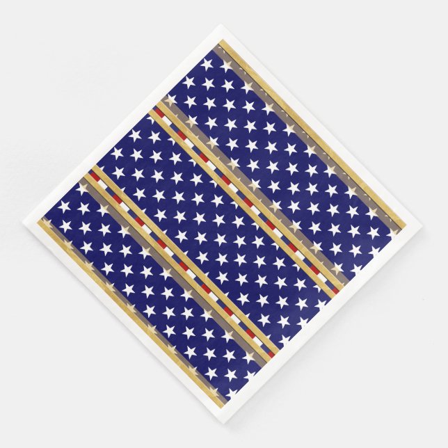 Guardanapo De Papel De Jantar Estrelas Dourado Papel Azul Nápoles (Canto)