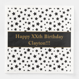 Guardanapo De Papel De Jantar Estrelas Pretas Personalizadas com Festa de aniver