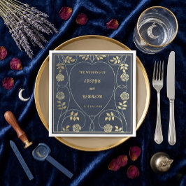 Guardanapo De Papel De Jantar Ethereal Navy Vintage Art Nouveau Wedding 
