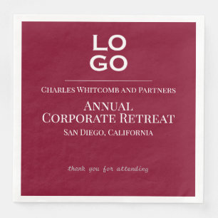 Guardanapo De Papel De Jantar Evento Empresarial ou Corporativo Burgundy com Log