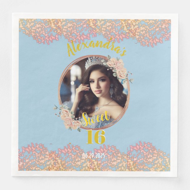 Guardanapo De Papel De Jantar Fairytale Princess Glitter Sweet dezesseis (Frente)