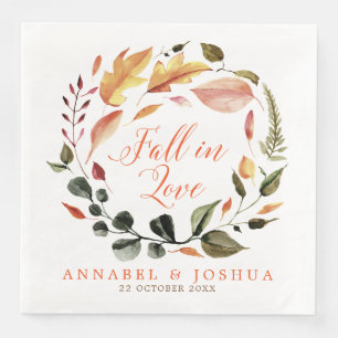 Guardanapo De Papel De Jantar Fall in Love Autumn Wreath Wedding/Engagment