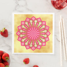 Fantasia de Mandala em Ouro Rosa em Fundo Dourado