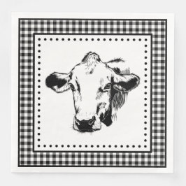 Guardanapo De Papel De Jantar Farmhouse Cow Gingham