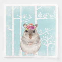 Feliz Animal com Flores em Floresta Azul-Hamster
