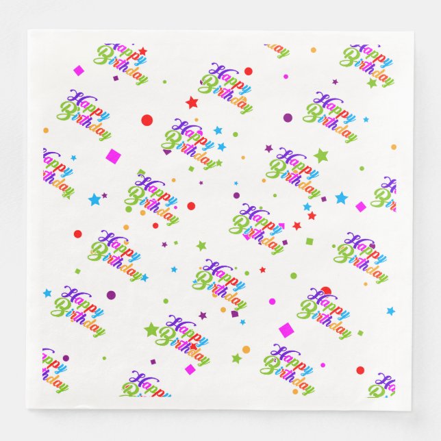Guardanapo De Papel De Jantar Feliz Aniversário (Frente)