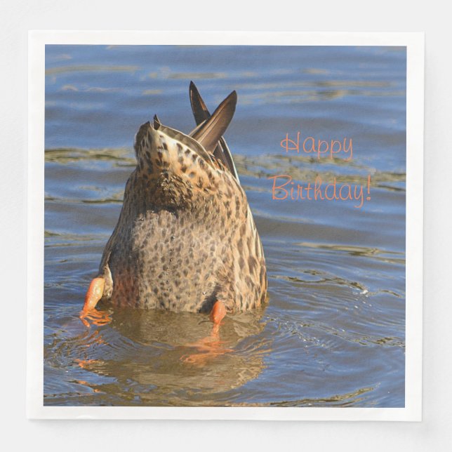 Guardanapo De Papel De Jantar Feliz Aniversário Gritando Pato (Frente)