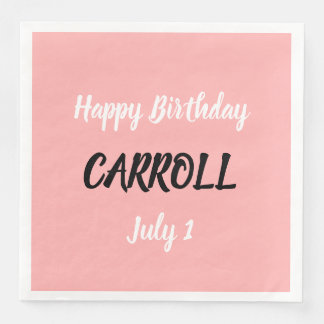 Guardanapo De Papel De Jantar Feliz Aniversário Pincel Brushbrak Script Rosa