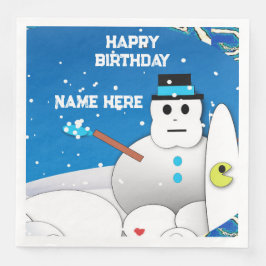 Guardanapo De Papel De Jantar Feliz Aniversário Snowman Paper Janta Napkins